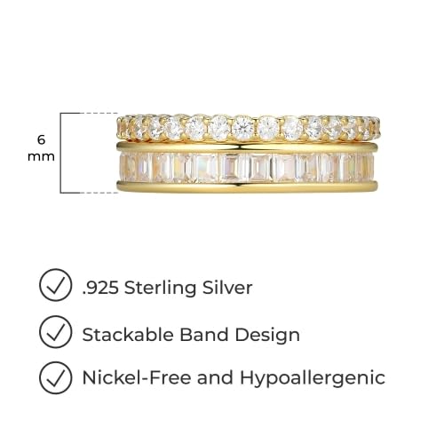 Amazon Essentials Cubic Zirconia Stackable 2-Ring Set in Sterling Silver
