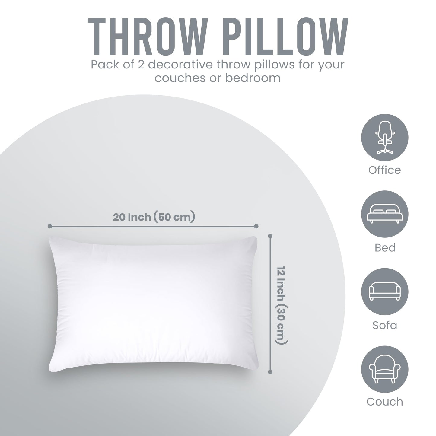 Utopia Bedding Throw Pillows Insert (Pack of 2, White) - 18 x 18 Inches Bed and Couch Pillows - Indoor Decorative Pillow