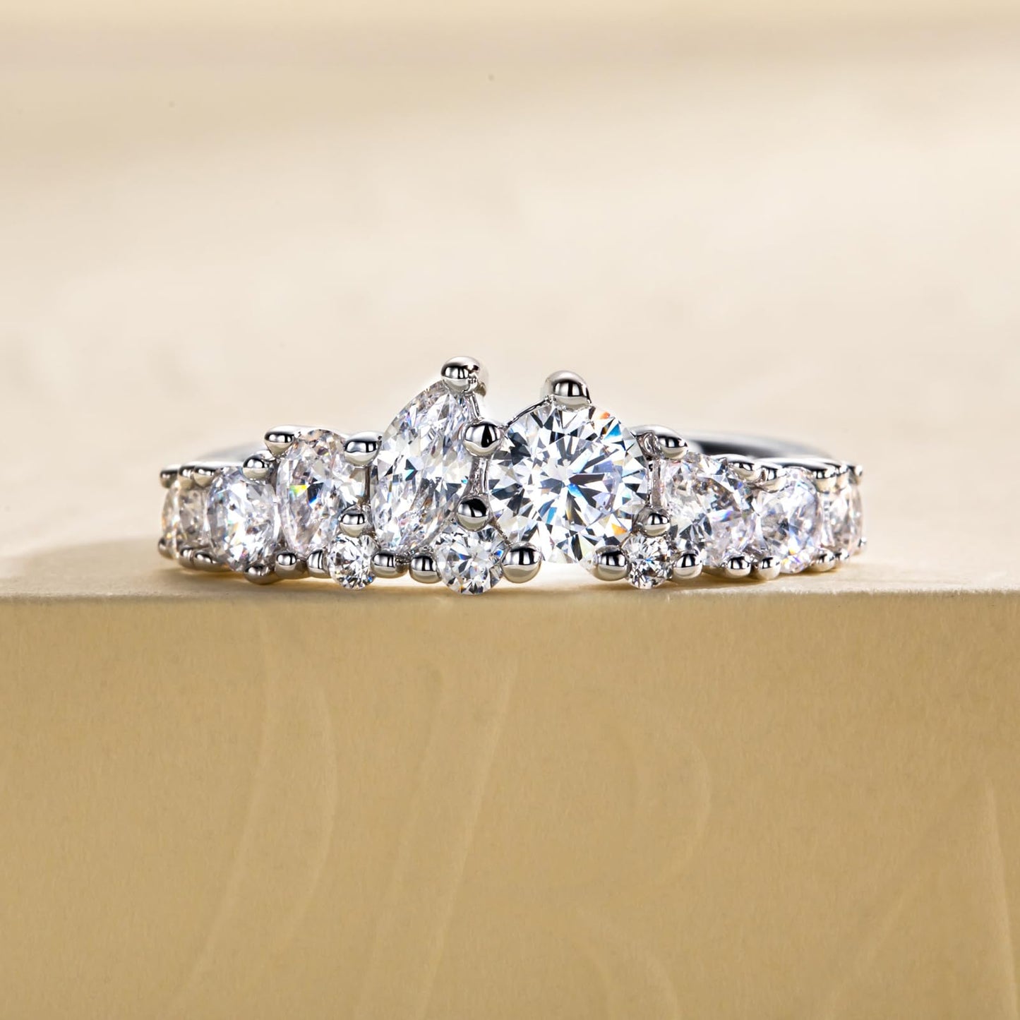 5.677CTTW Cubic Zirconia Wedding Band Set Eternity Rings 5A Grade CZ Bridal Set Engagement Anniversary Band Ring for Women