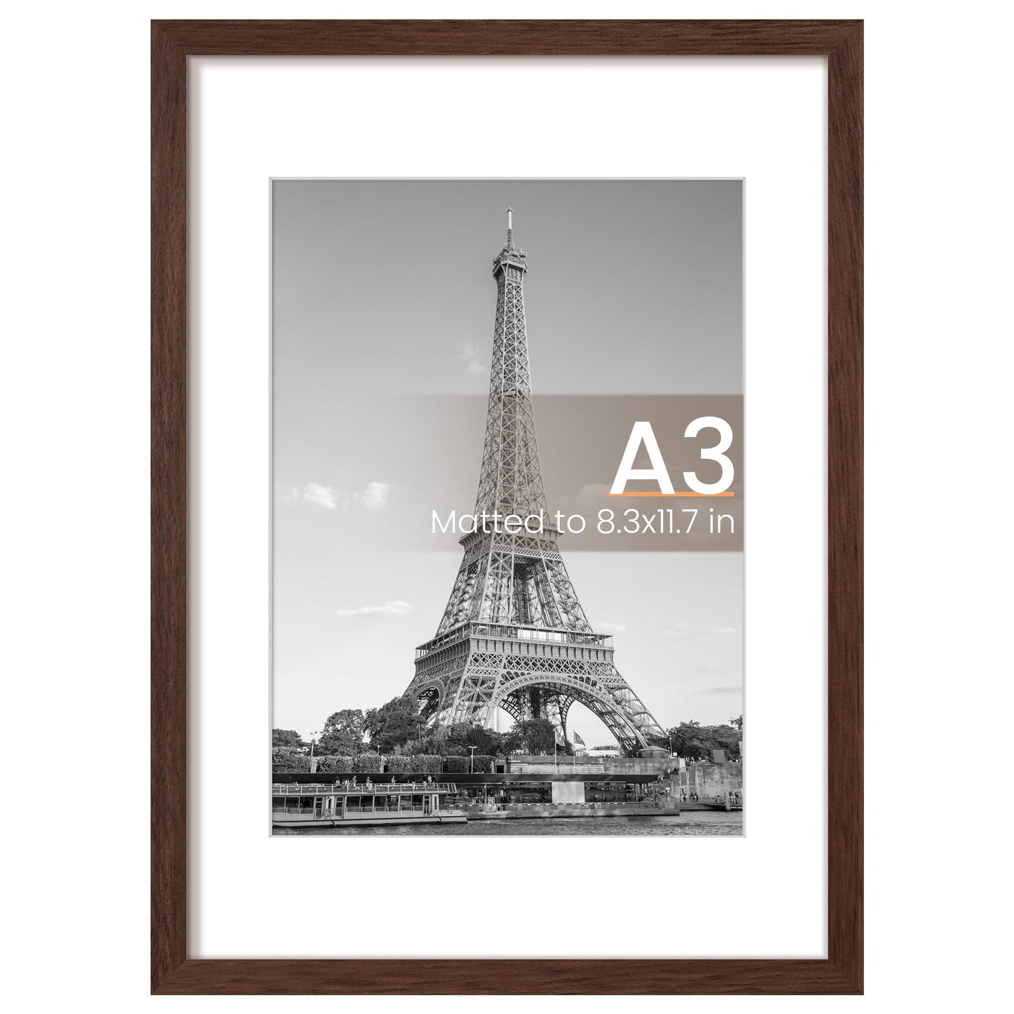 upsimples 8x10 Picture Frame, Display Pictures 5x7 with Mat or 8x10 Without Mat, Wall Hanging Photo Frame, Black, 1 Pack