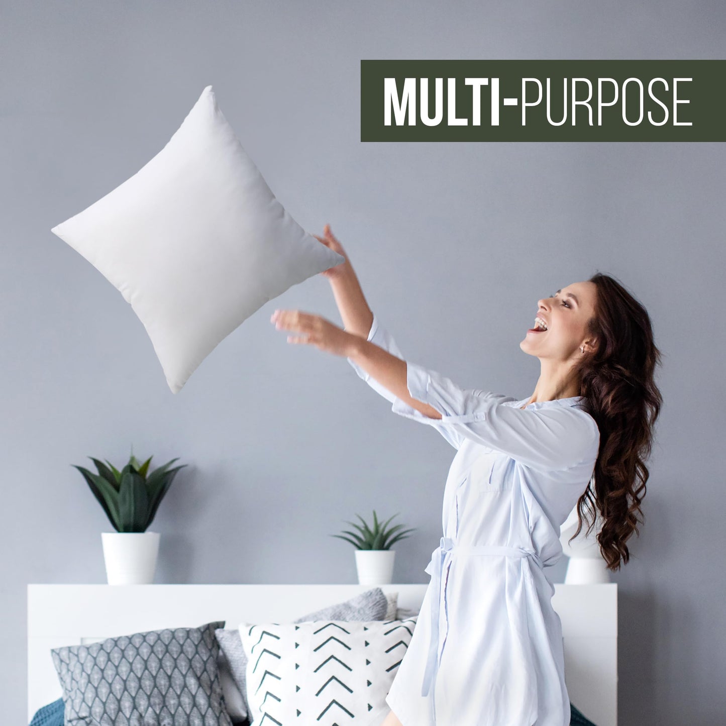 Utopia Bedding Throw Pillows (Set of 4, White), 18 x 18 Inches Pillows for Sofa, Bed and Couch Decorative Stuffer Pillow