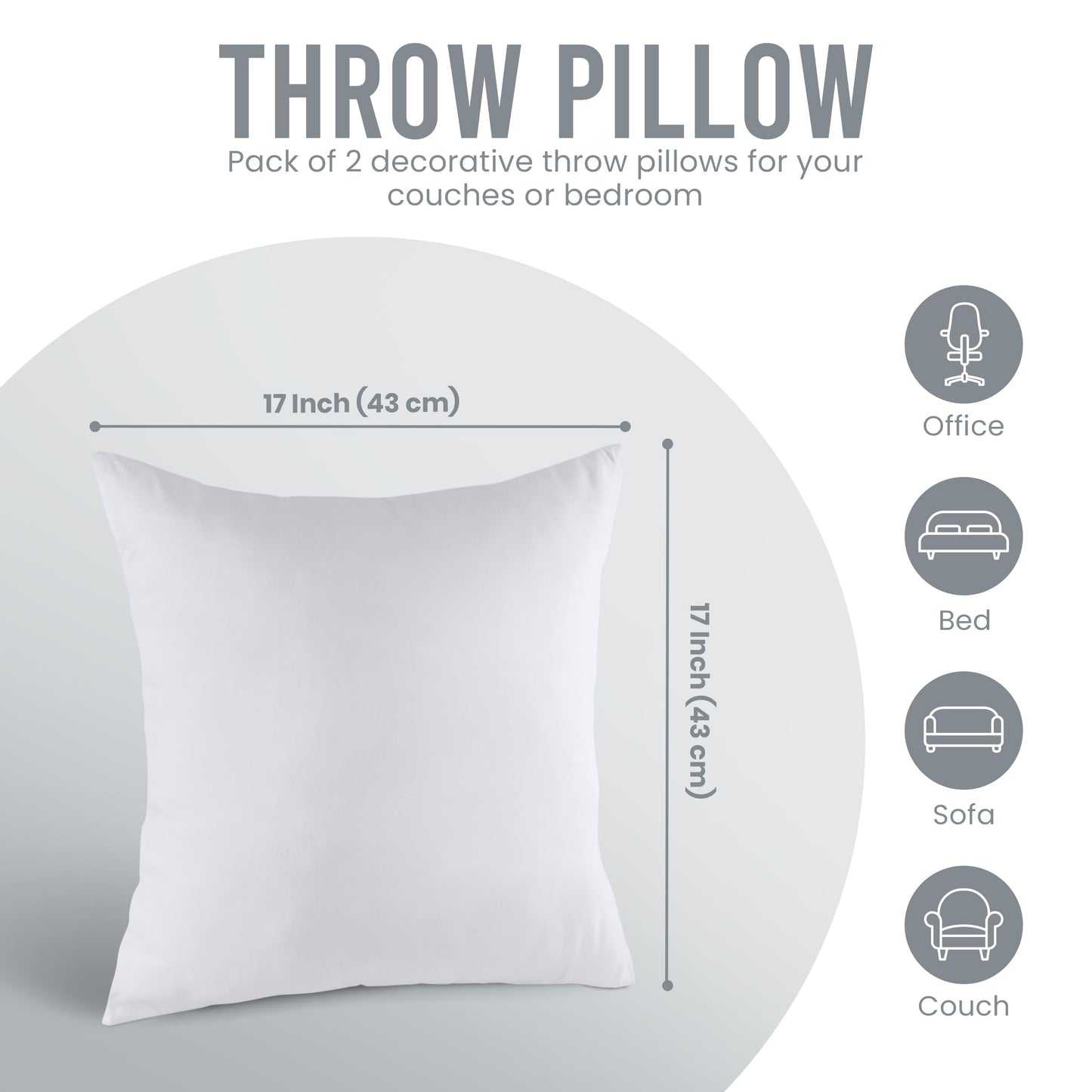 Utopia Bedding Throw Pillows Insert (Pack of 2, White) - 18 x 18 Inches Bed and Couch Pillows - Indoor Decorative Pillow