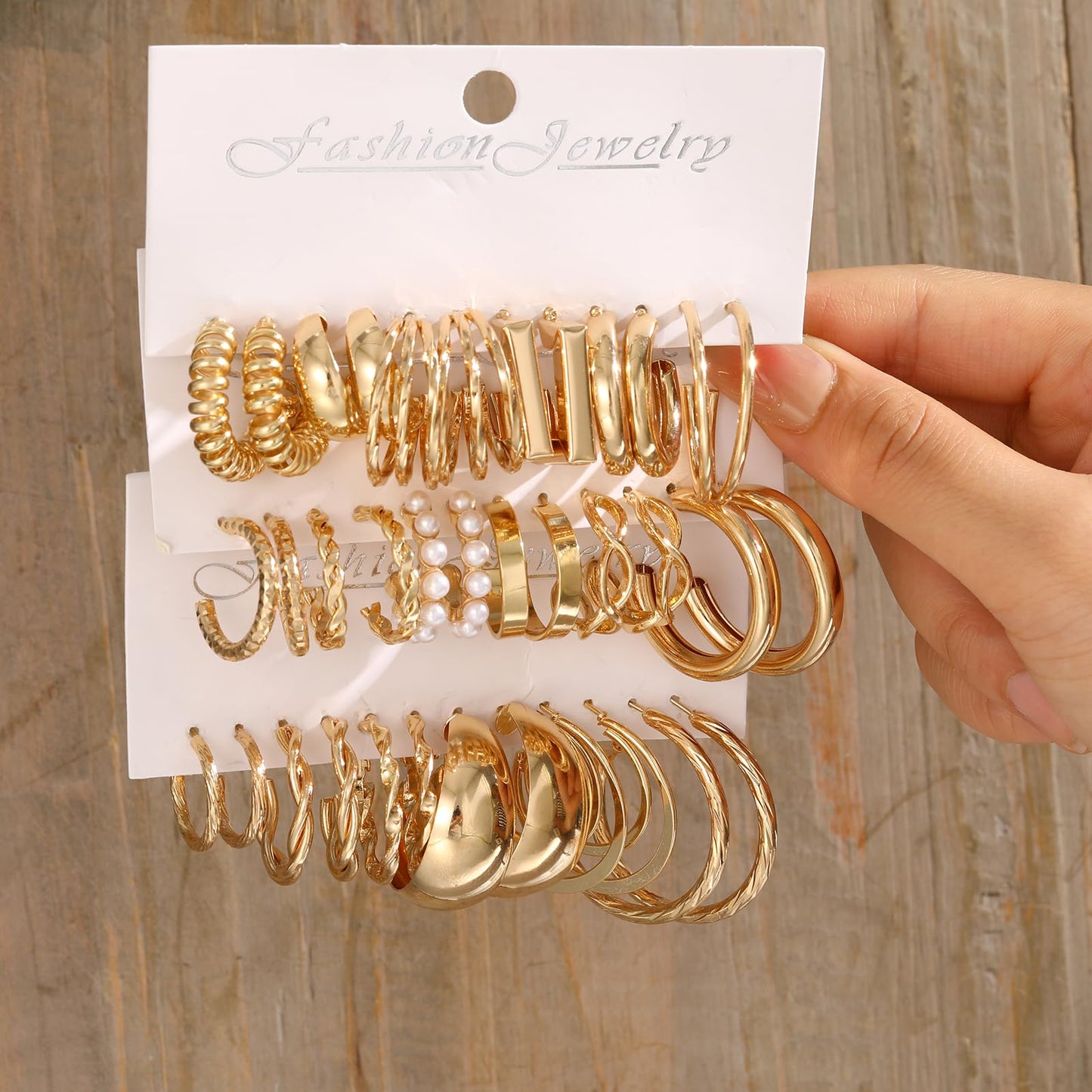36 Pairs Gold Hoop Earrings Set for Women, Fashion Chunky Gold Hoop Earrings Multipack, Hypoallergenic Pearl Chain Twisted Statement Earring Pack for Birthday Party Jewelry