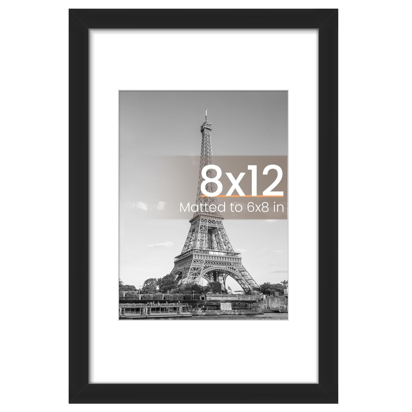 upsimples 8x10 Picture Frame, Display Pictures 5x7 with Mat or 8x10 Without Mat, Wall Hanging Photo Frame, Black, 1 Pack