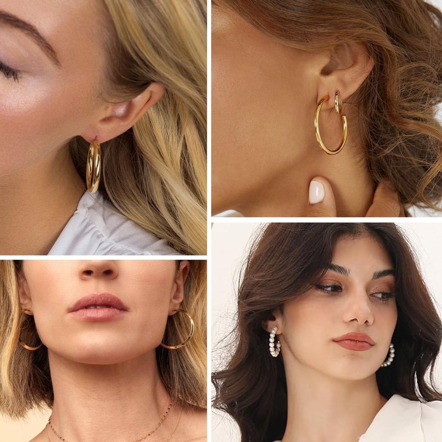 36 Pairs Gold Hoop Earrings Set for Women, Fashion Chunky Gold Hoop Earrings Multipack, Hypoallergenic Pearl Chain Twisted Statement Earring Pack for Birthday Party Jewelry