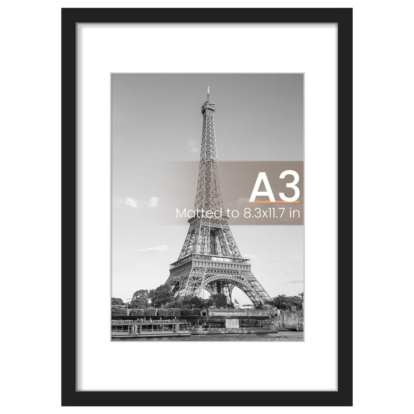 upsimples 8x10 Picture Frame, Display Pictures 5x7 with Mat or 8x10 Without Mat, Wall Hanging Photo Frame, Black, 1 Pack