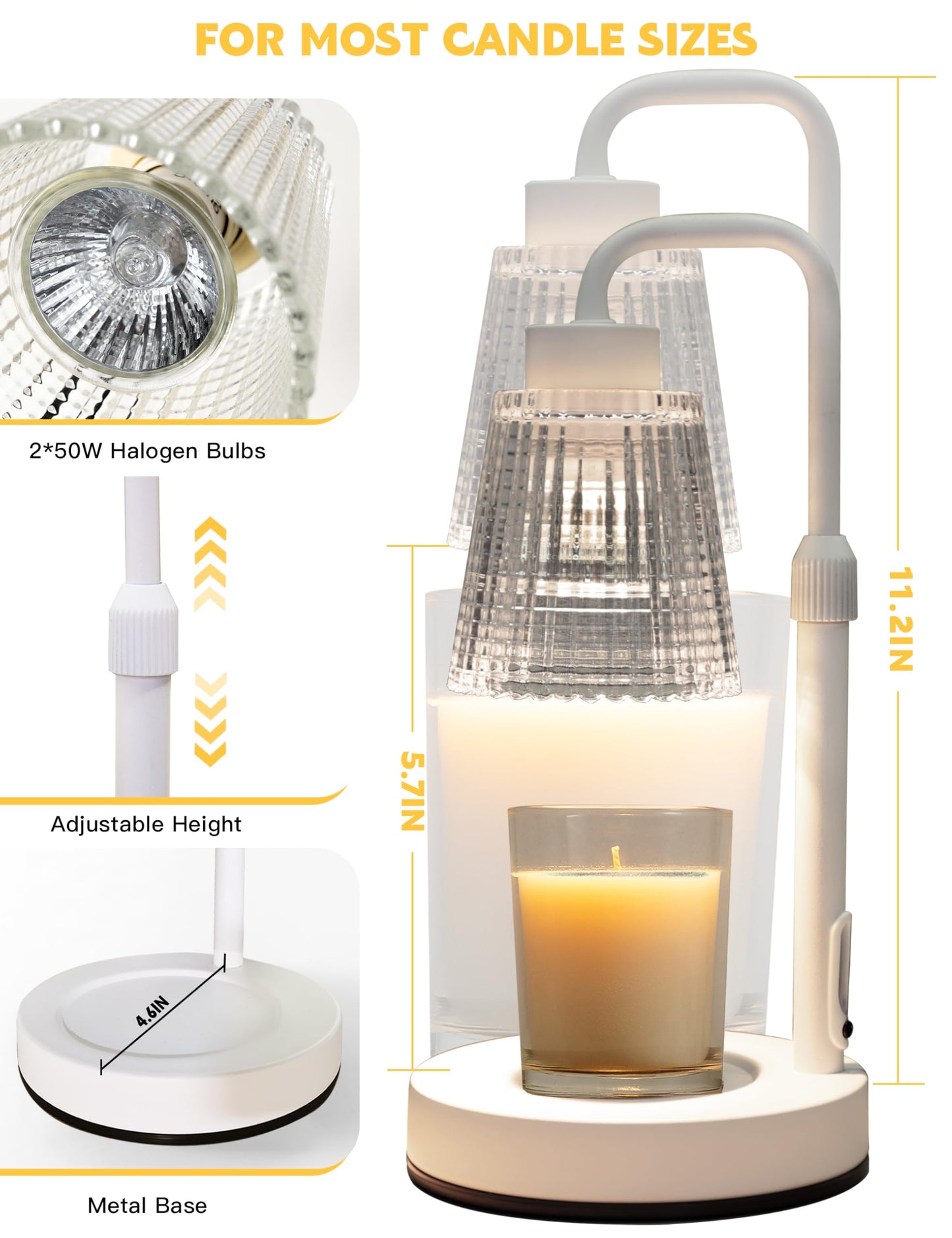Candle Warmer Lamp with Timer Dimmable, Birthday Gifts for Women Mom, House Warming Gifts New Home Decor, Wax Melt Warmer for Jar Candles with 2 Bulbs