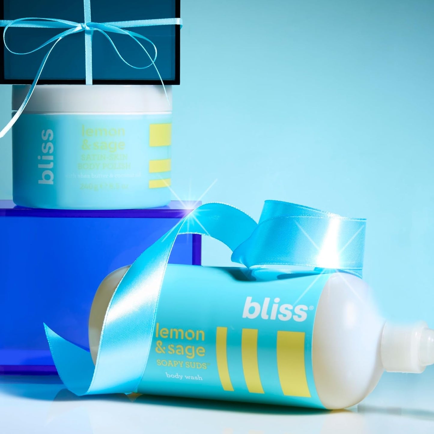 Bliss Lemon Love Exfoliating Duo: Soapy Suds Body Wash & Body Scrub with Shea Butter and Coconut Oil - Lemon and Sage - 17 Fl Oz - Gentle and Hydrating for Supremely Soft Skin