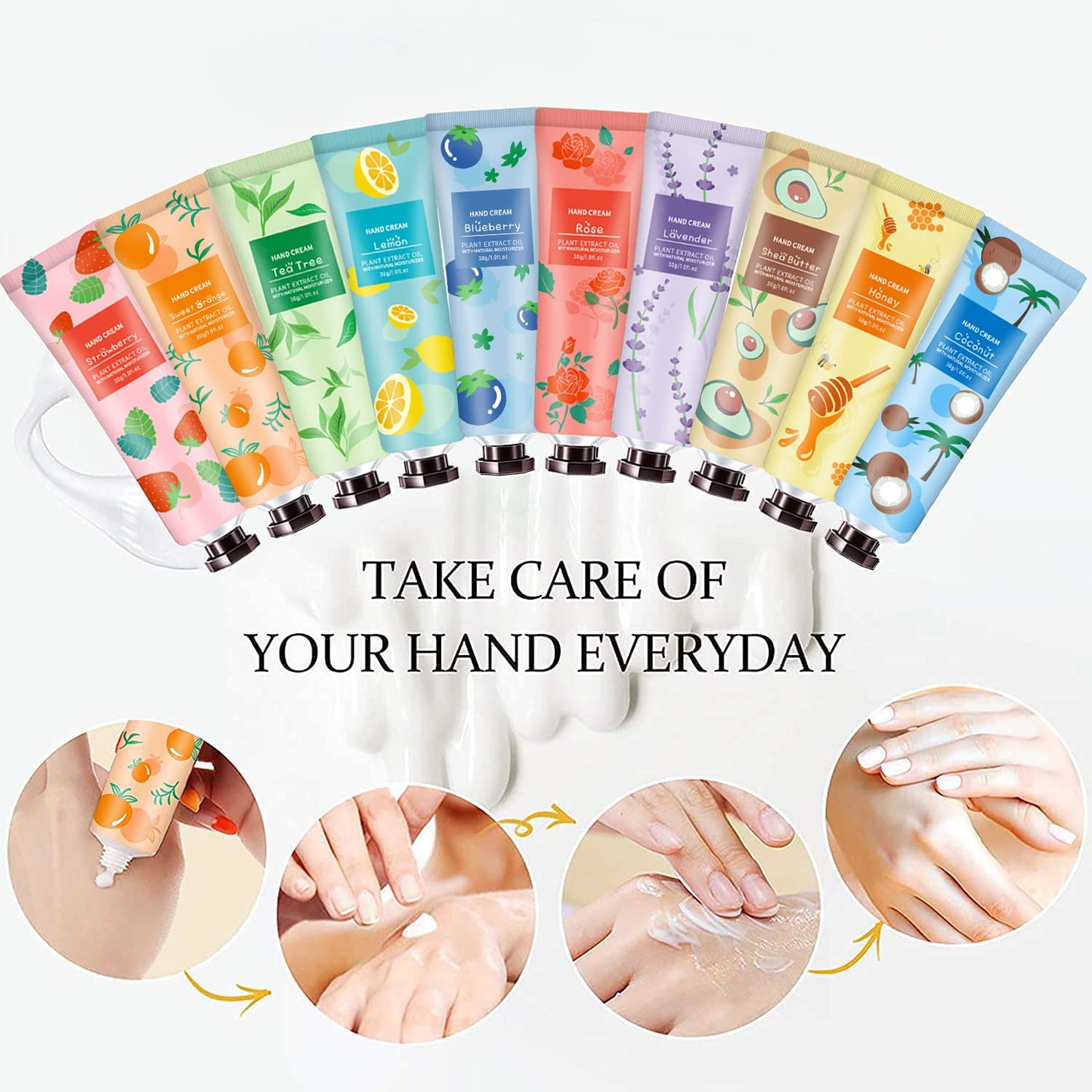 10 Pack Hand Cream for Dry Cracked Hands,Mothers Day Gifts,Teacher Appreciation Gifts,Nurses Week Gifts,Birthday Gifts for Women,Natural Plant Fragrance Mini Hand Lotion Moisturizing Hand Care Cream
