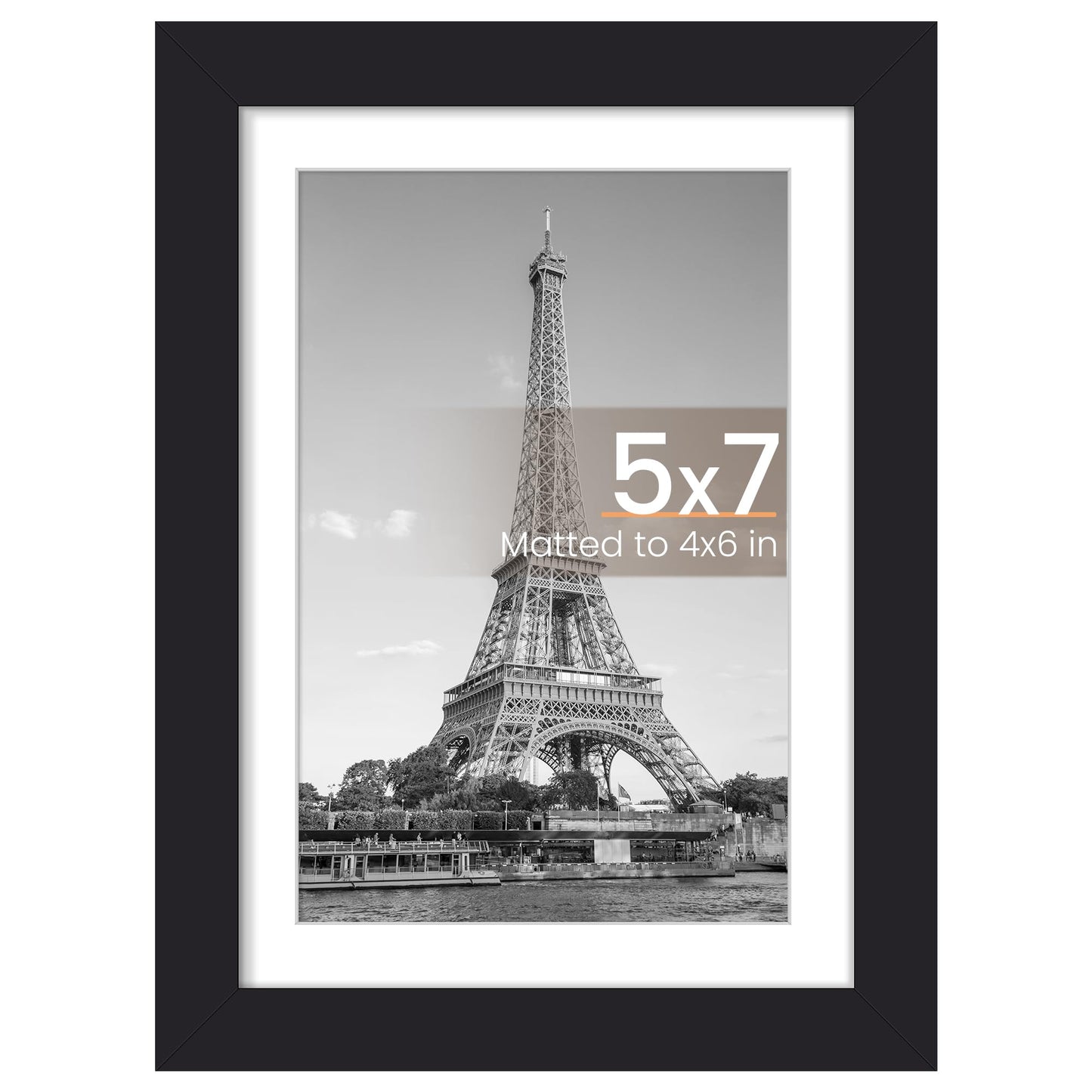 upsimples 8x10 Picture Frame, Display Pictures 5x7 with Mat or 8x10 Without Mat, Wall Hanging Photo Frame, Black, 1 Pack