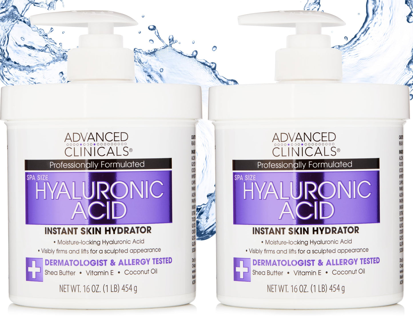 Advanced Clinicals Hyaluronic Acid Moisturizer Body Cream W/Vitamin E | Hydrating Cream & Body Lotion For Women & Men To Help Improve Look of Wrinkles, Dry Skin, Crepey Looking Skin, 16 Ounce