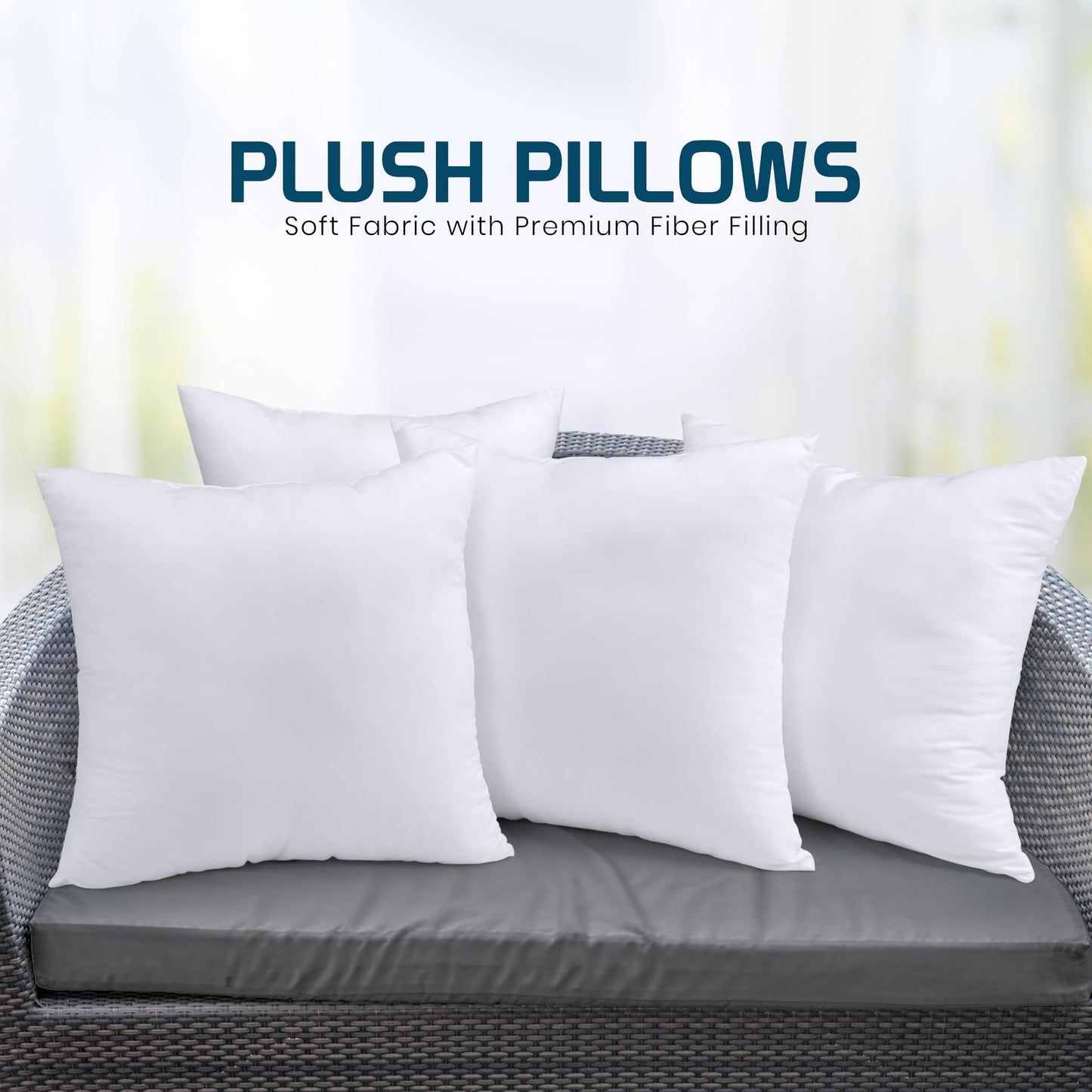 Utopia Bedding Throw Pillows (Set of 4, White), 18 x 18 Inches Pillows for Sofa, Bed and Couch Decorative Stuffer Pillow