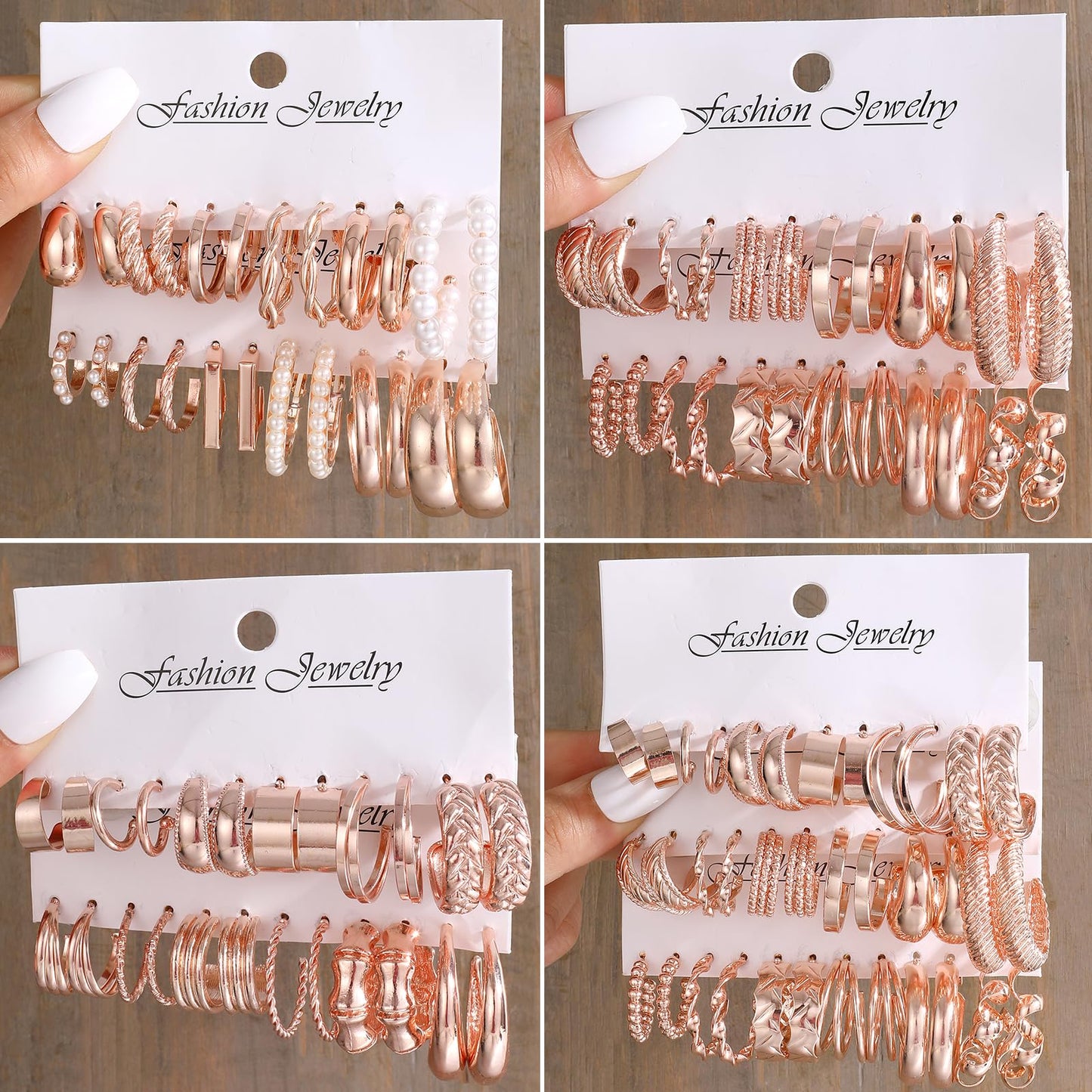 36 Pairs Gold Hoop Earrings Set for Women, Fashion Chunky Gold Hoop Earrings Multipack, Hypoallergenic Pearl Chain Twisted Statement Earring Pack for Birthday Party Jewelry