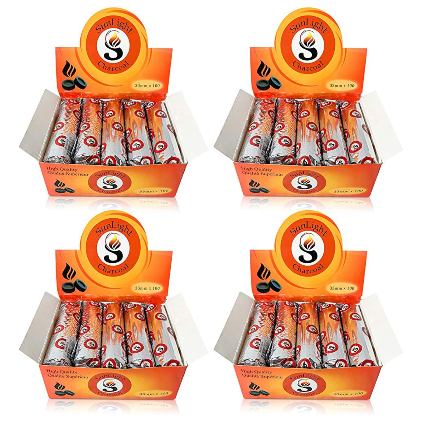 Sunlight® Charcoal Tablets for Incense– Quick Light Charcoal Tablets – Charcoal Disk Lights – 33 mm Resin Burner Rolls – – Charcoal Burner - Instant Fire Coal Tablet (100 Count (Pack of 1))