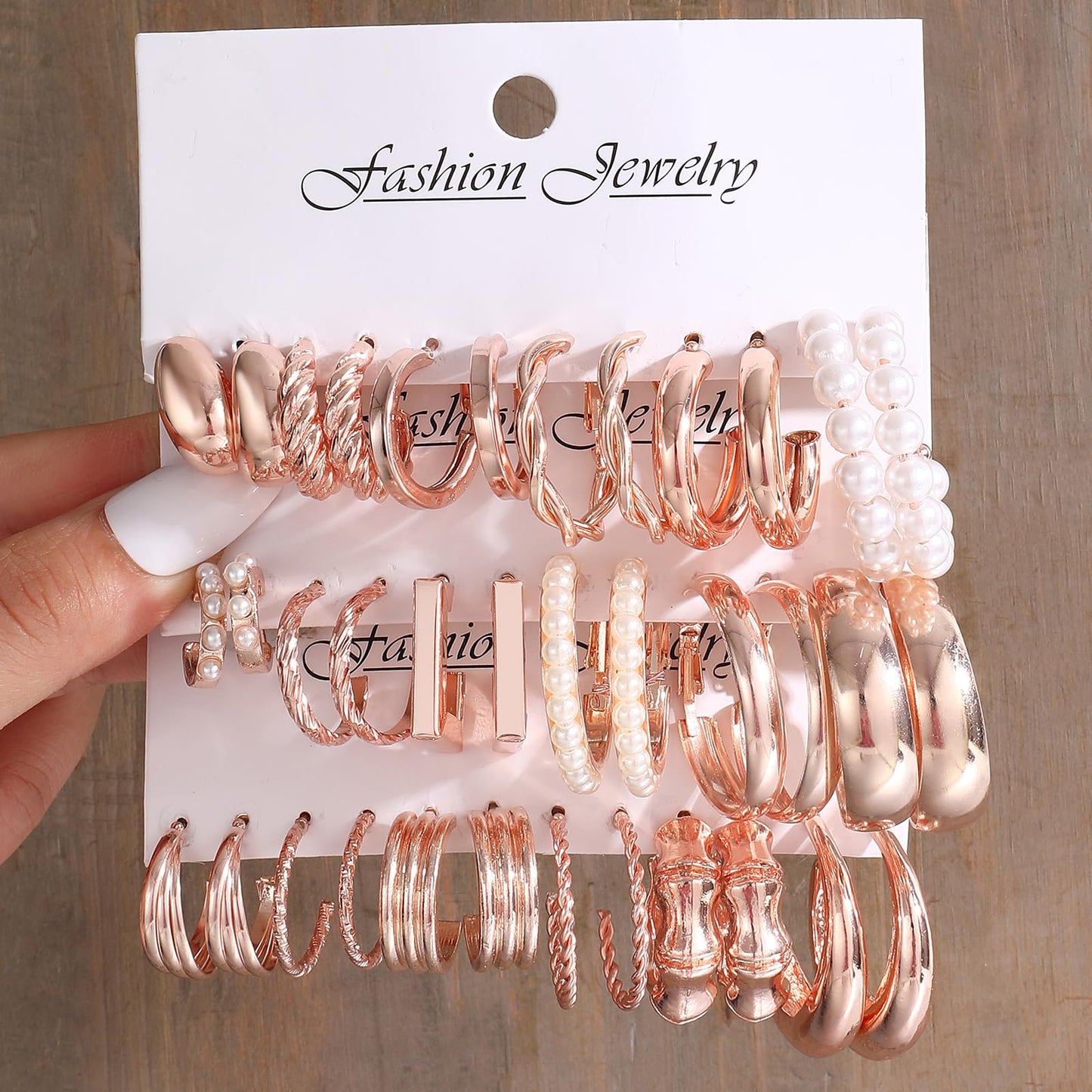 36 Pairs Gold Hoop Earrings Set for Women, Fashion Chunky Gold Hoop Earrings Multipack, Hypoallergenic Pearl Chain Twisted Statement Earring Pack for Birthday Party Jewelry
