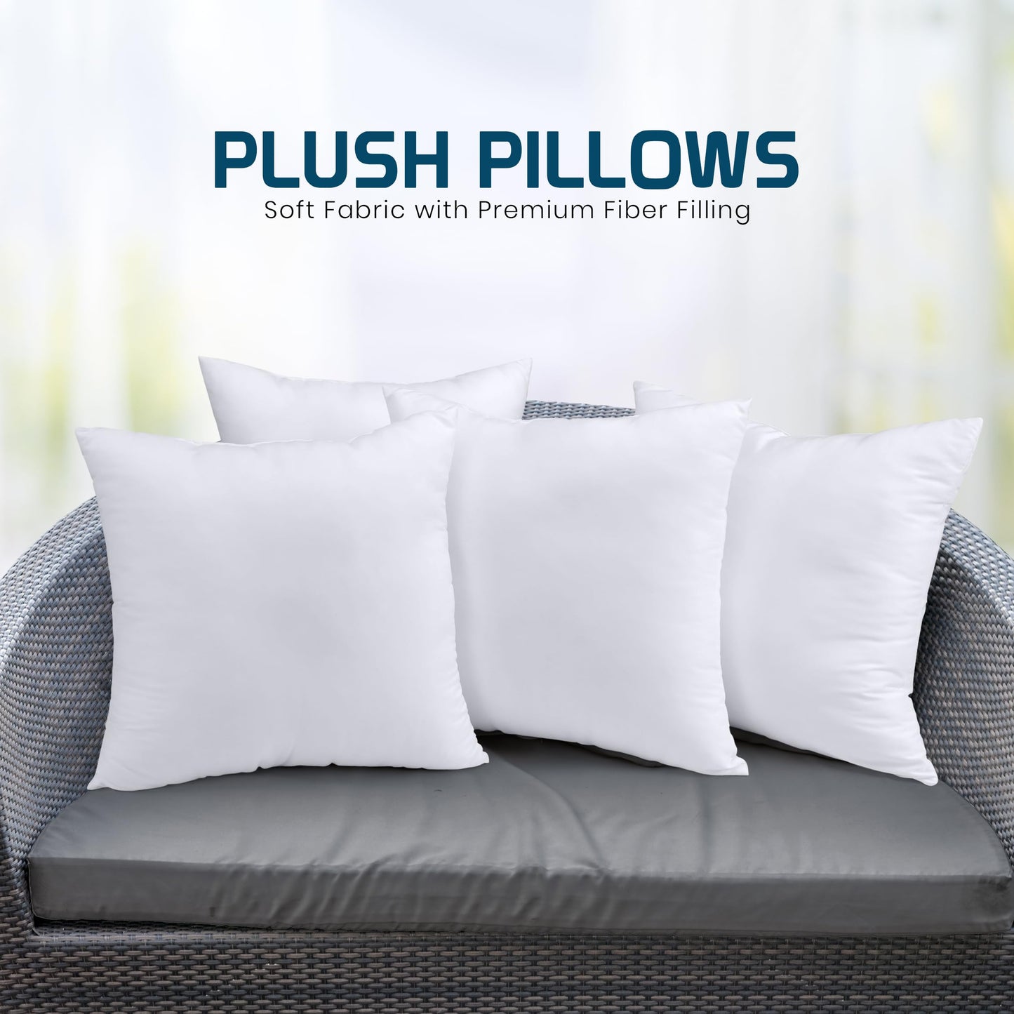 Utopia Bedding Throw Pillows (Set of 4, White), 18 x 18 Inches Pillows for Sofa, Bed and Couch Decorative Stuffer Pillow