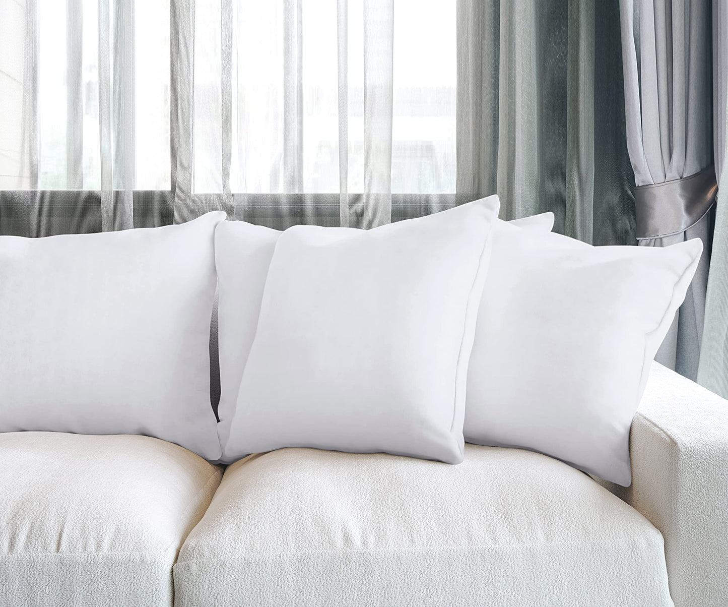Utopia Bedding Throw Pillows (Set of 4, White), 18 x 18 Inches Pillows for Sofa, Bed and Couch Decorative Stuffer Pillow