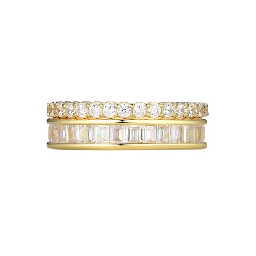 Amazon Essentials Cubic Zirconia Stackable 2-Ring Set in Sterling Silver