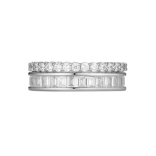 Amazon Essentials Cubic Zirconia Stackable 2-Ring Set in Sterling Silver