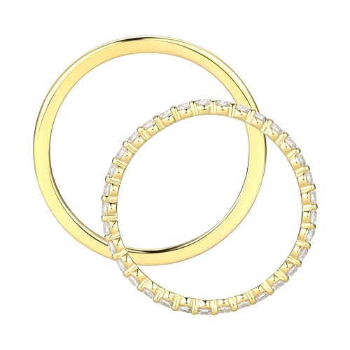 Amazon Essentials Cubic Zirconia Stackable 2-Ring Set in Sterling Silver