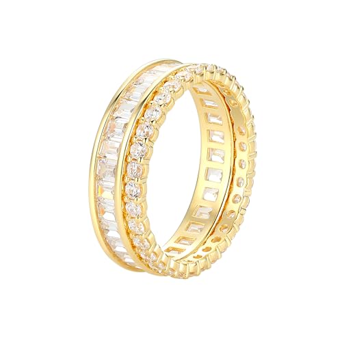 Amazon Essentials Cubic Zirconia Stackable 2-Ring Set in Sterling Silver