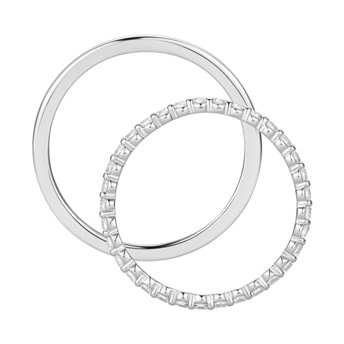 Amazon Essentials Cubic Zirconia Stackable 2-Ring Set in Sterling Silver