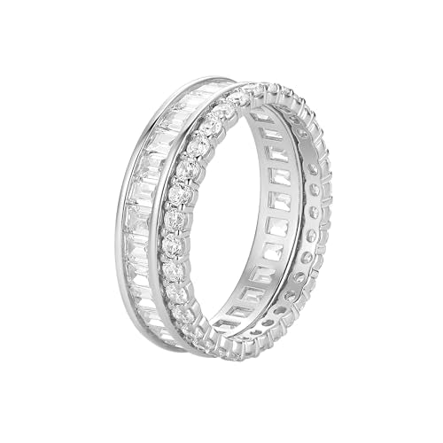 Amazon Essentials Cubic Zirconia Stackable 2-Ring Set in Sterling Silver