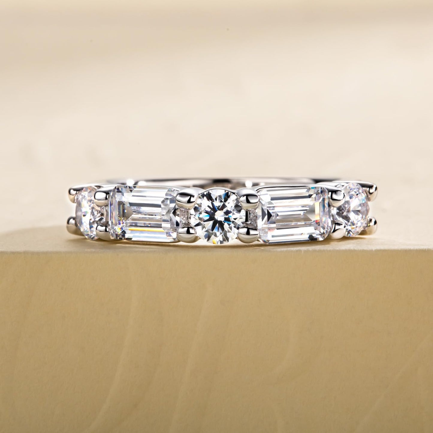5.677CTTW Cubic Zirconia Wedding Band Set Eternity Rings 5A Grade CZ Bridal Set Engagement Anniversary Band Ring for Women