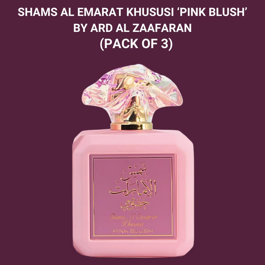 Ard al Zaafaran Pink Blush Shams Al Emarat Khususi, Marshmallow Blush Perfume For Women, Eau de Parfum - 100 ML (3.4 OZ) Romantic & Sweet Arabian Perfume - A Captivating Scent wrapped in Pink Bottle