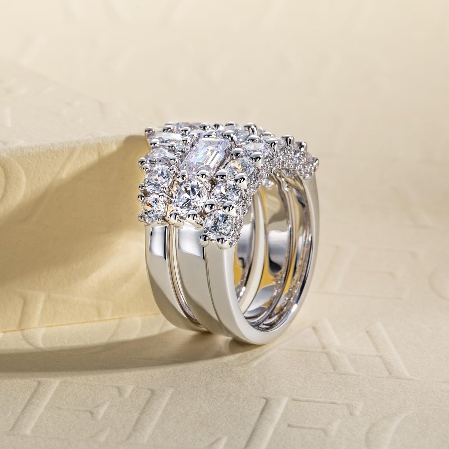 5.677CTTW Cubic Zirconia Wedding Band Set Eternity Rings 5A Grade CZ Bridal Set Engagement Anniversary Band Ring for Women