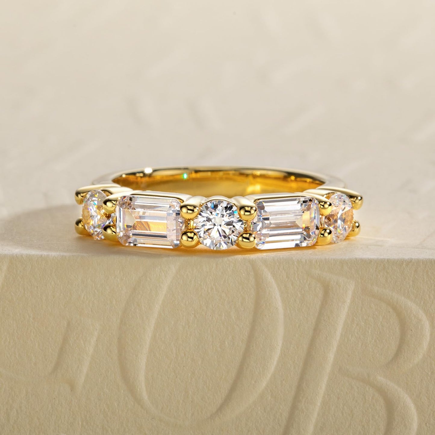 5.677CTTW Cubic Zirconia Wedding Band Set Eternity Rings 5A Grade CZ Bridal Set Engagement Anniversary Band Ring for Women