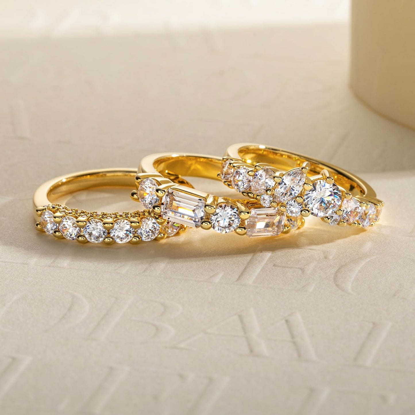 5.677CTTW Cubic Zirconia Wedding Band Set Eternity Rings 5A Grade CZ Bridal Set Engagement Anniversary Band Ring for Women