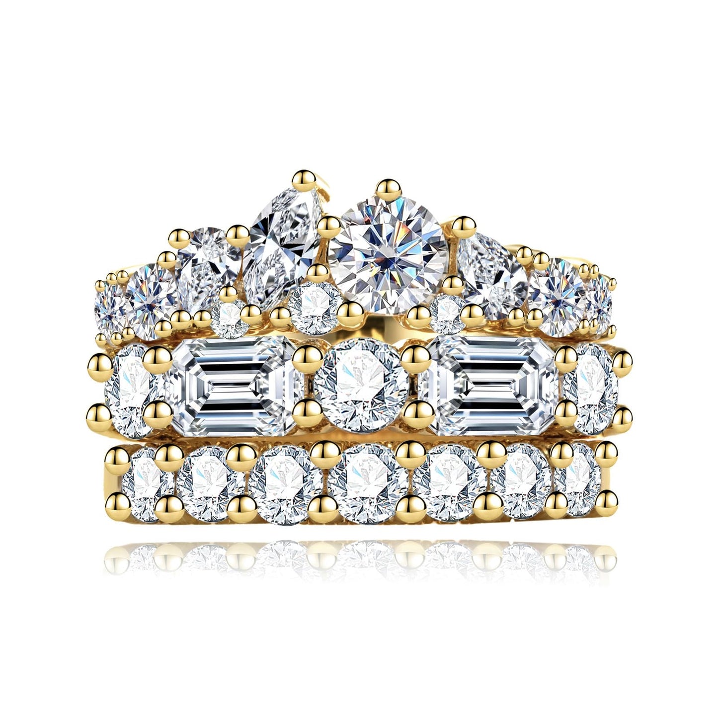 5.677CTTW Cubic Zirconia Wedding Band Set Eternity Rings 5A Grade CZ Bridal Set Engagement Anniversary Band Ring for Women