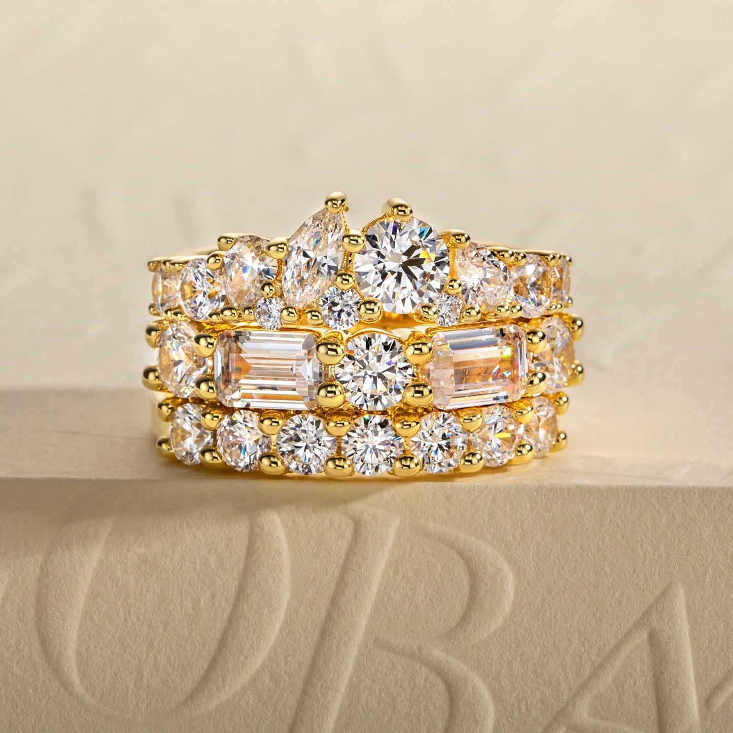 5.677CTTW Cubic Zirconia Wedding Band Set Eternity Rings 5A Grade CZ Bridal Set Engagement Anniversary Band Ring for Women