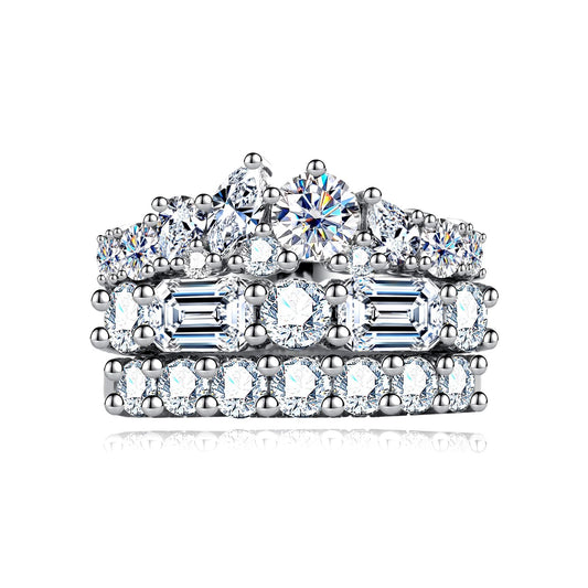 5.677CTTW Cubic Zirconia Wedding Band Set Eternity Rings 5A Grade CZ Bridal Set Engagement Anniversary Band Ring for Women