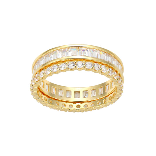 Amazon Essentials Cubic Zirconia Stackable 2-Ring Set in Sterling Silver