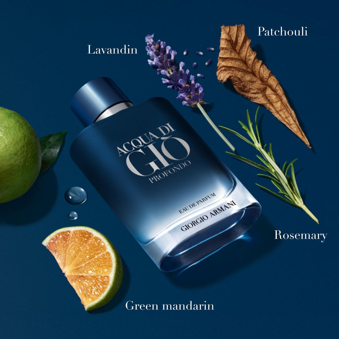 Armani Beauty - Acqua di Giò Profondo - Eau de Parfum - Cologne for Men - Fresh & Aromatic Men’s Fragrance - Mandarin, Lavender, Cedarwood Notes - 3.3 Fl Oz