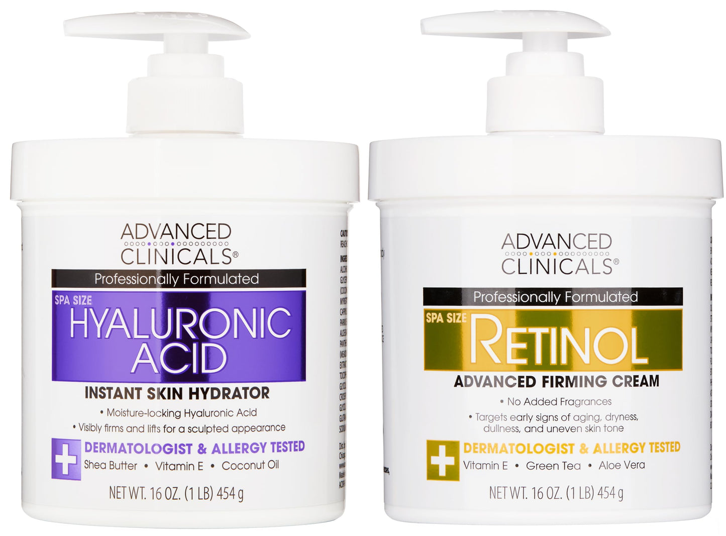 Advanced Clinicals Hyaluronic Acid Moisturizer Body Cream W/Vitamin E | Hydrating Cream & Body Lotion For Women & Men To Help Improve Look of Wrinkles, Dry Skin, Crepey Looking Skin, 16 Ounce