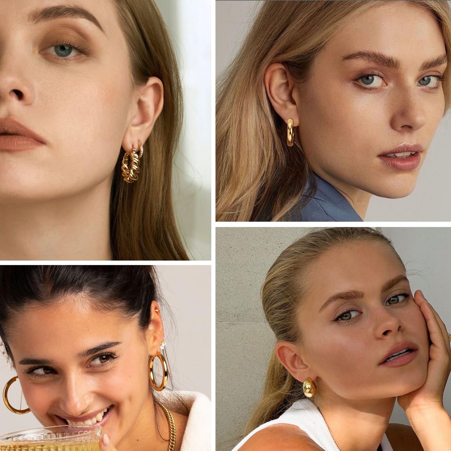 36 Pairs Gold Hoop Earrings Set for Women, Fashion Chunky Gold Hoop Earrings Multipack, Hypoallergenic Pearl Chain Twisted Statement Earring Pack for Birthday Party Jewelry
