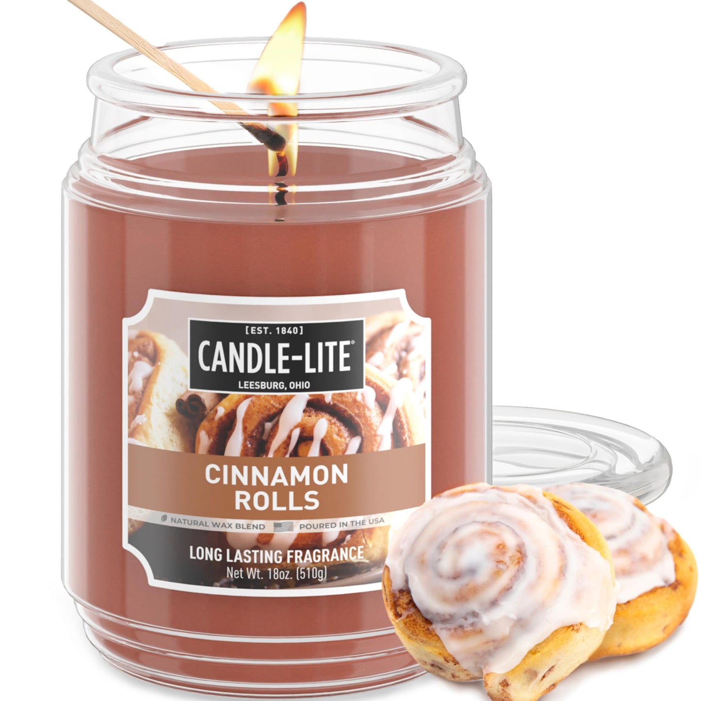 Candle-lite Scented Candles, Creamy Vanilla Swirl, 18 oz Jar, Proudly Poured in The USA, Aromatherapy Candle, Single-Wick with 110 Hours of Burn Time, Perfect for Creating a Relaxing Ambiance
