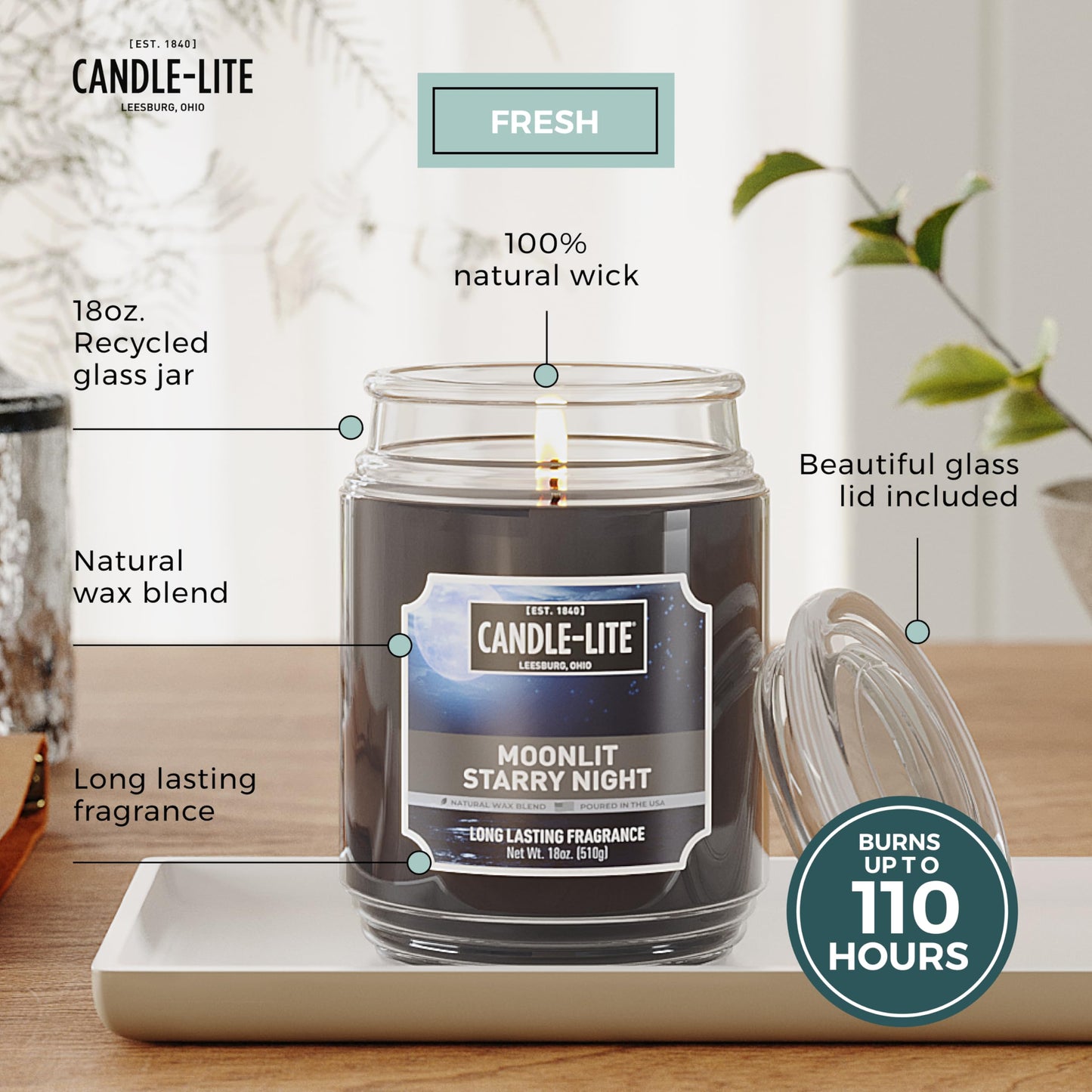 Candle-lite Scented Candles, Creamy Vanilla Swirl, 18 oz Jar, Proudly Poured in The USA, Aromatherapy Candle, Single-Wick with 110 Hours of Burn Time, Perfect for Creating a Relaxing Ambiance