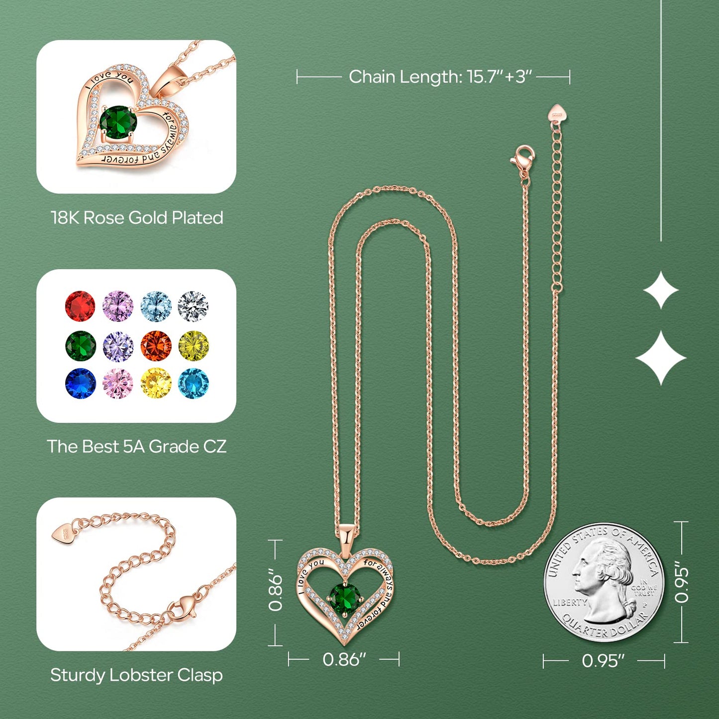 18K Rose Gold Necklaces for Women Birthday Gifts for Women Jewelry for Women Birthday Gifts for Wife Girlfriend Daughter Wife Birthday Gifts for Anniversary Mothers Day Christmas Valentines Gifts