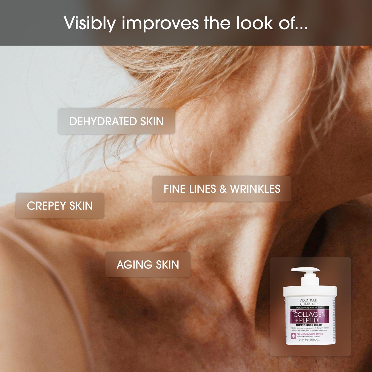 Advanced Clinicals Hyaluronic Acid Moisturizer Body Cream W/Vitamin E | Hydrating Cream & Body Lotion For Women & Men To Help Improve Look of Wrinkles, Dry Skin, Crepey Looking Skin, 16 Ounce