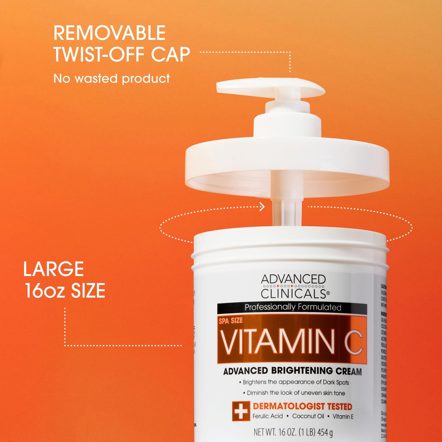 Advanced Clinicals Hyaluronic Acid Moisturizer Body Cream W/Vitamin E | Hydrating Cream & Body Lotion For Women & Men To Help Improve Look of Wrinkles, Dry Skin, Crepey Looking Skin, 16 Ounce