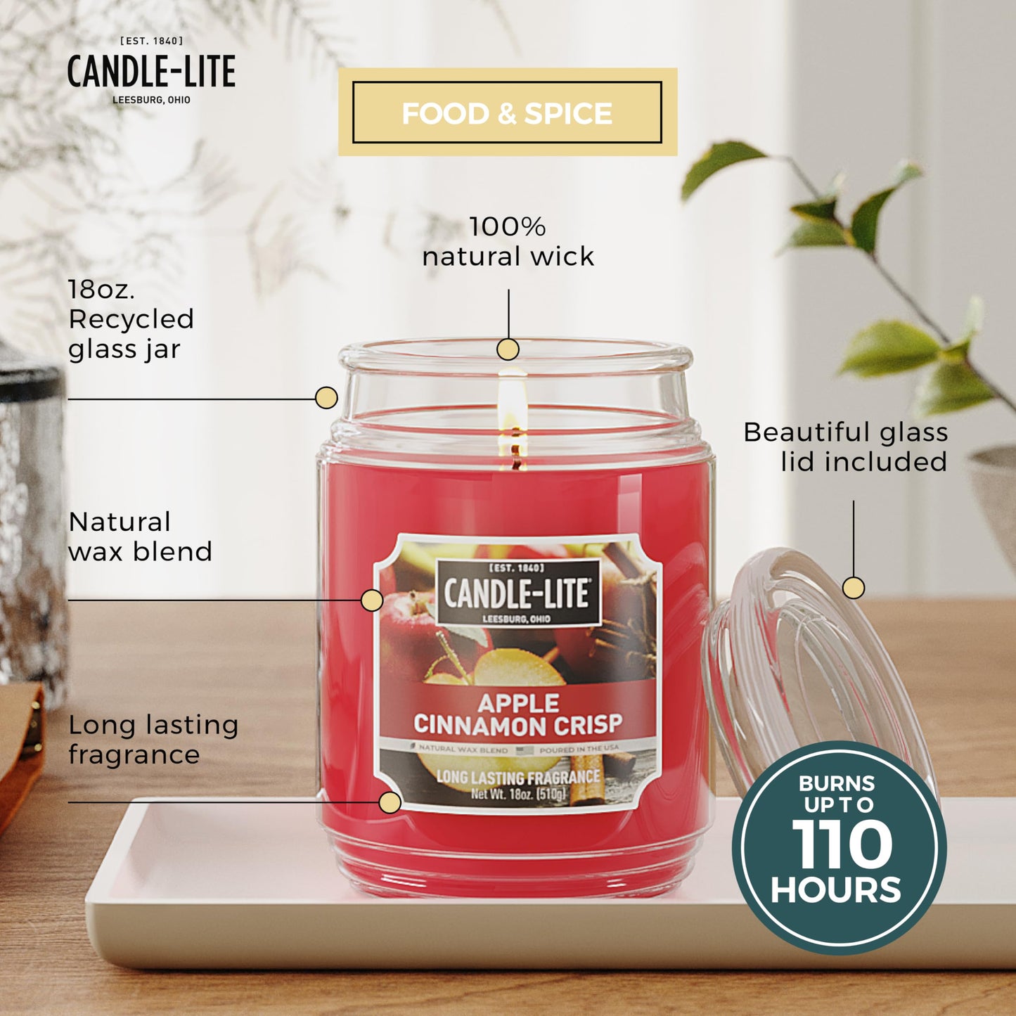Candle-lite Scented Candles, Creamy Vanilla Swirl, 18 oz Jar, Proudly Poured in The USA, Aromatherapy Candle, Single-Wick with 110 Hours of Burn Time, Perfect for Creating a Relaxing Ambiance