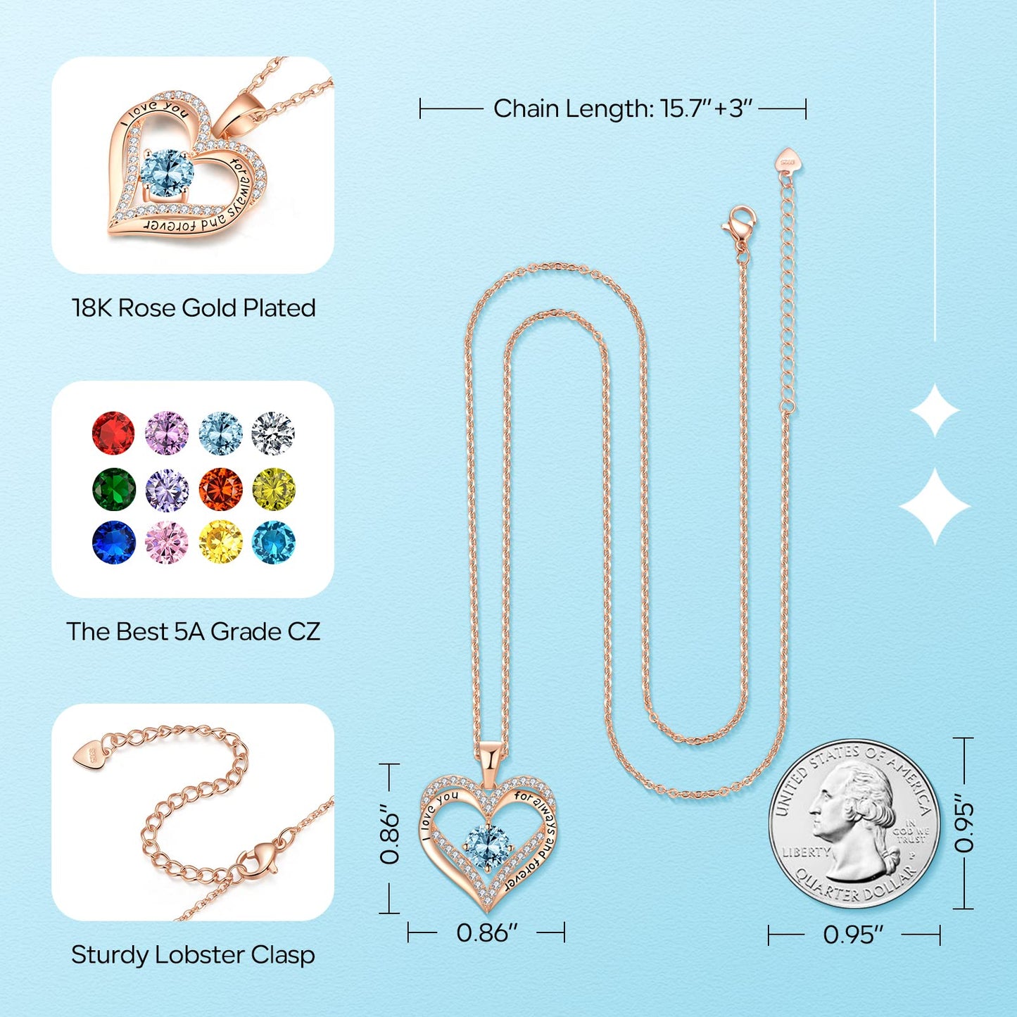 18K Rose Gold Necklaces for Women Birthday Gifts for Women Jewelry for Women Birthday Gifts for Wife Girlfriend Daughter Wife Birthday Gifts for Anniversary Mothers Day Christmas Valentines Gifts
