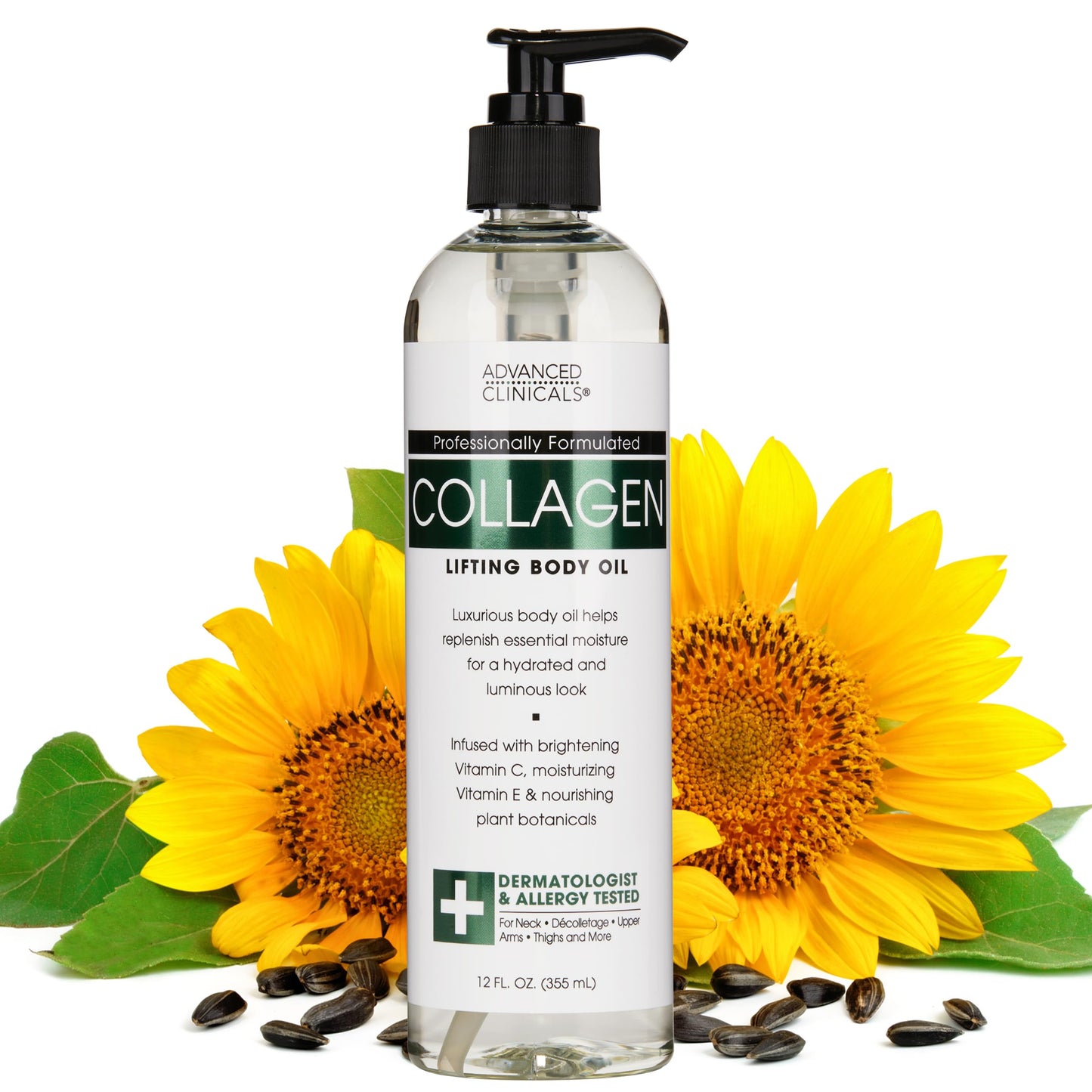 Advanced Clinicals Vitamin C Body Oil Skin Care Moisturizer W/Vitamin E & Turmeric - Nourishing, Brightening, & Hydrating Body Oil To Improve Look Of Dark Spots, Dry Skin, & Stretch Marks, 3.8 Fl Oz