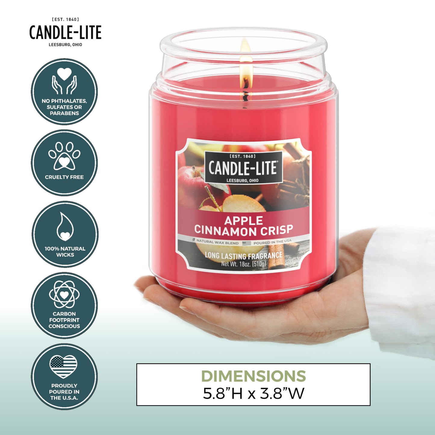 Candle-lite Scented Candles, Creamy Vanilla Swirl, 18 oz Jar, Proudly Poured in The USA, Aromatherapy Candle, Single-Wick with 110 Hours of Burn Time, Perfect for Creating a Relaxing Ambiance
