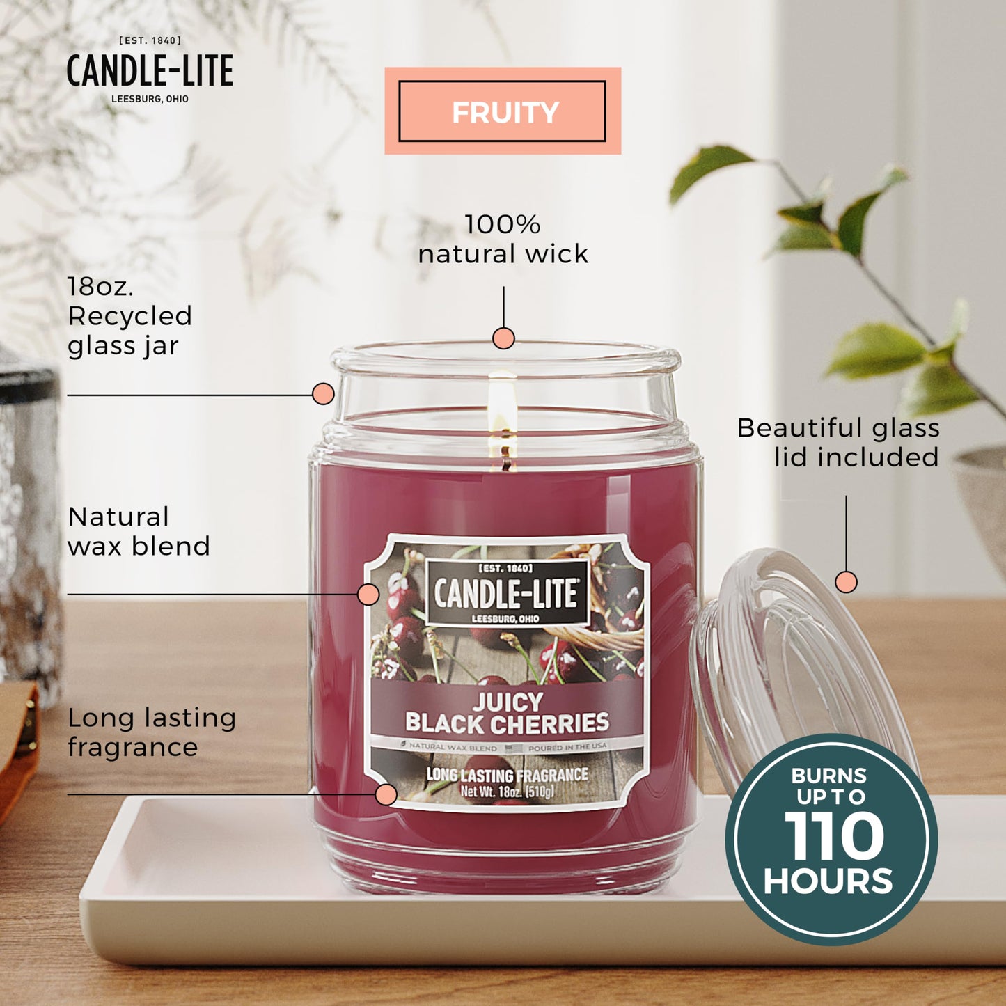 Candle-lite Scented Candles, Creamy Vanilla Swirl, 18 oz Jar, Proudly Poured in The USA, Aromatherapy Candle, Single-Wick with 110 Hours of Burn Time, Perfect for Creating a Relaxing Ambiance