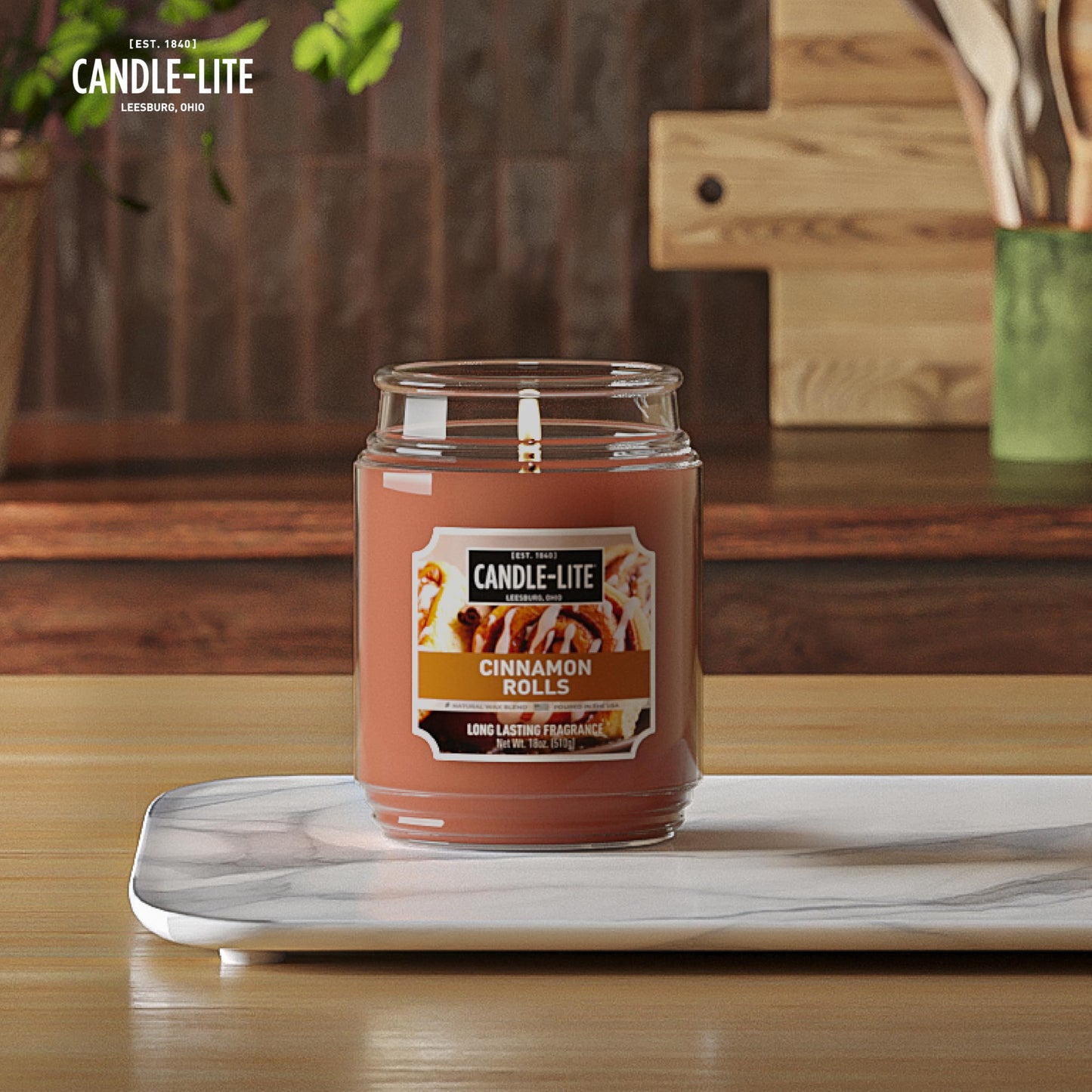 Candle-lite Scented Candles, Creamy Vanilla Swirl, 18 oz Jar, Proudly Poured in The USA, Aromatherapy Candle, Single-Wick with 110 Hours of Burn Time, Perfect for Creating a Relaxing Ambiance